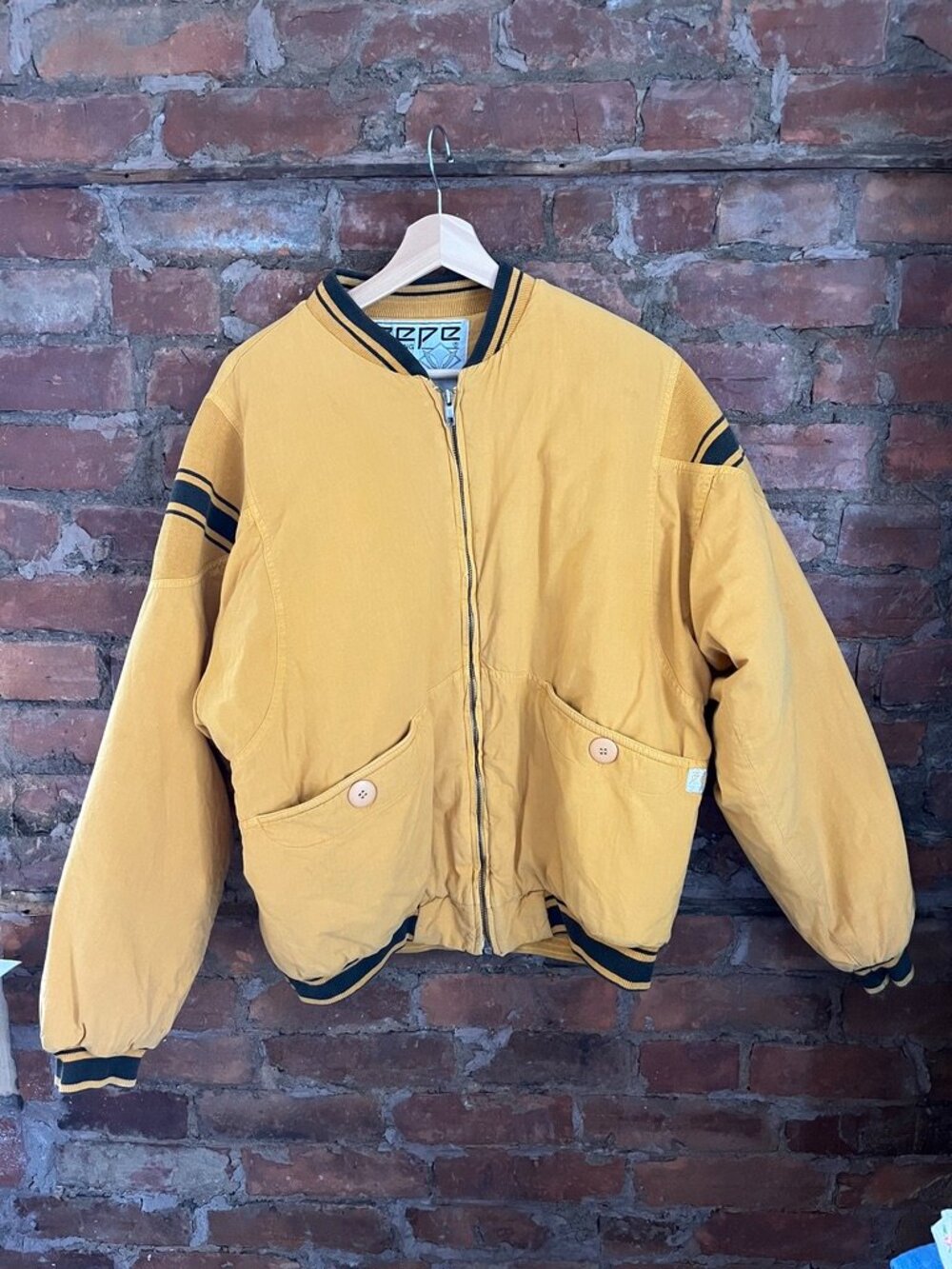 Vintage Pepe Clothing 80s Oversized Bomber Jacket Mustard Yellow M